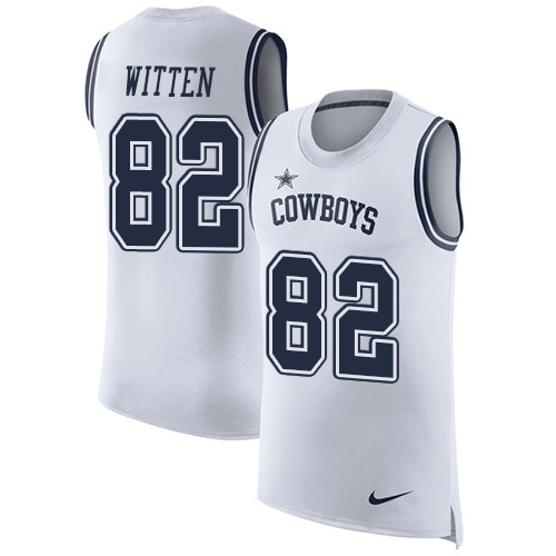 Nike Cowboys #82 Jason Witten White Men's Stitched NFL Limited Rush Tank Top Jersey - Click Image to Close